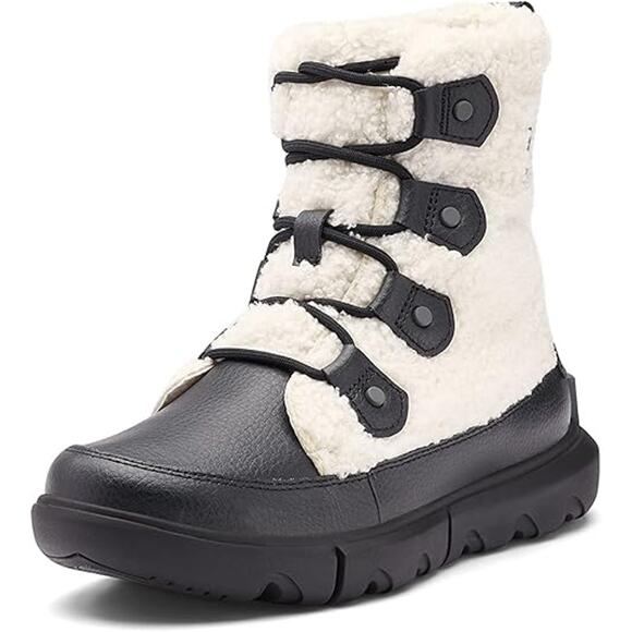 NEW Sorel Women's 5.5 Explorer II Joan Cozy Boot  Sea Salt White Black - Picture 1 of 10